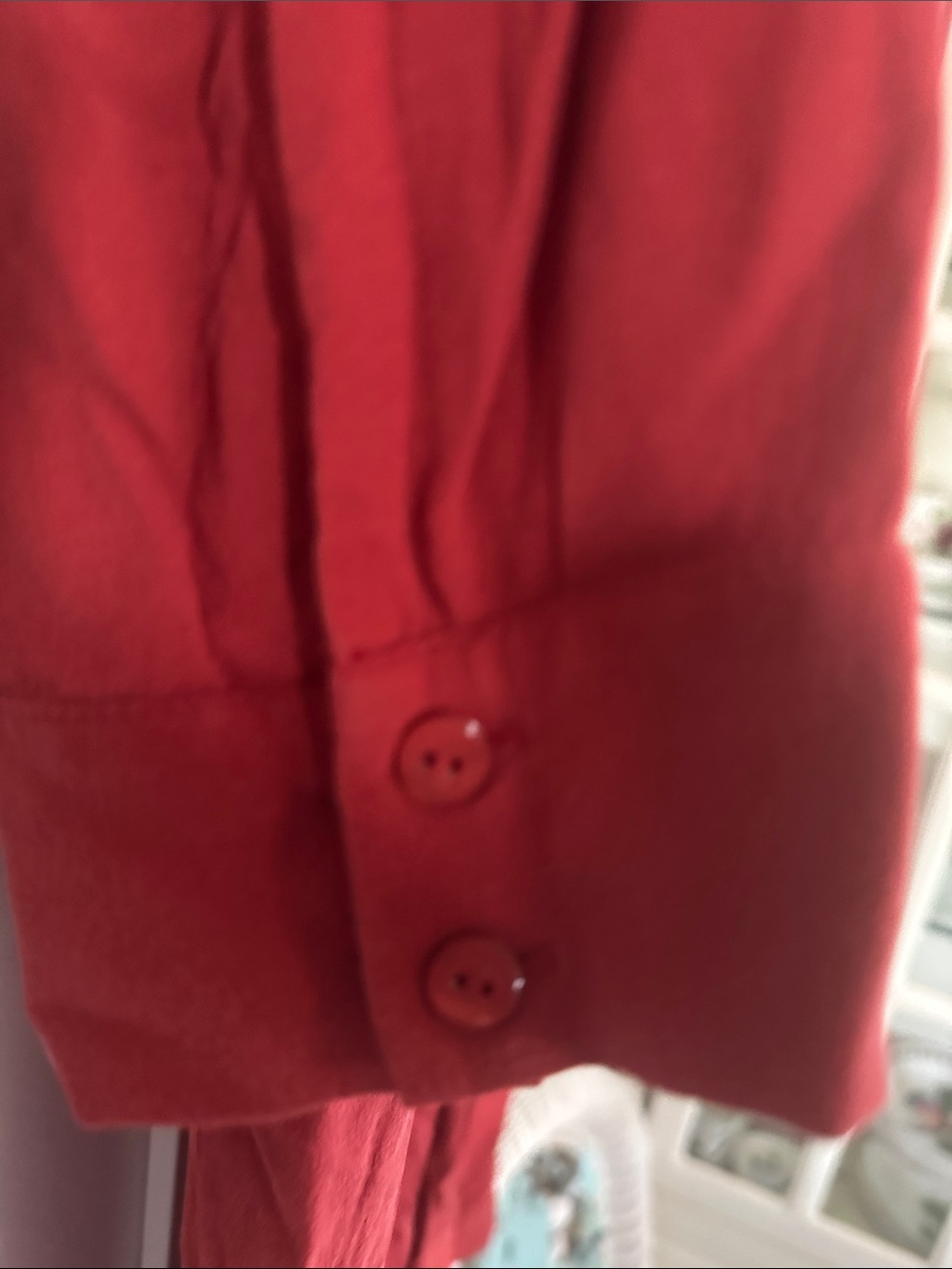 Eileen Fisher Red Long-Sleeve Button-Down Shirt Dress - Picture 4 of 8